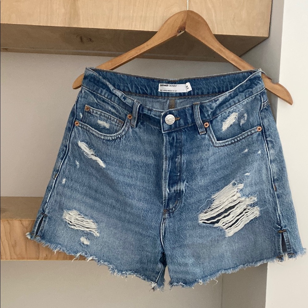Trendy Blue Distressed Jean Shorts